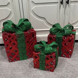 Festive Red and Green Decorative Gift Boxes
